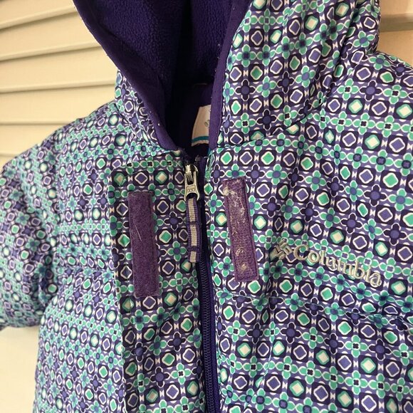 Columbia Snuggly Bunny Bunting baby snowsuit 3-6 months down hooded teal purple - Picture 5 of 14